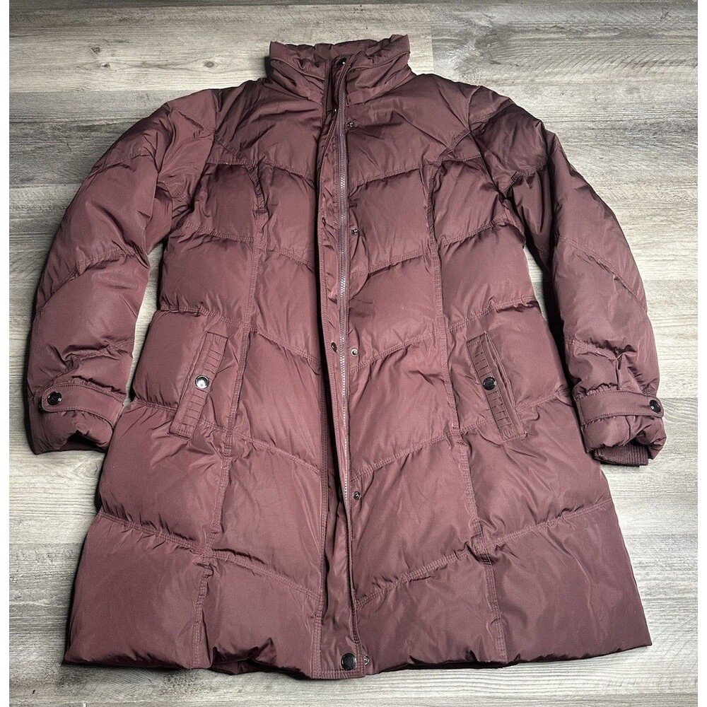 Nuage Women’s High Collar Quilted Puffer Coat Jacket Plum Purple Size XL No Hood